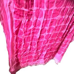 NWT KATE SPADE Rare Vivid Snapdragon Pink Scarf 80” X 27” 100% Modal Fringe Dots